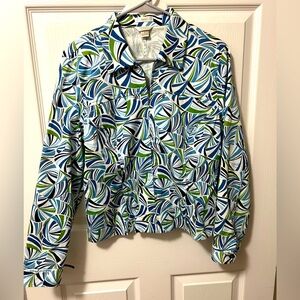 Christopher & Banks Stretch colorful Geometric Jacket zip/collard small